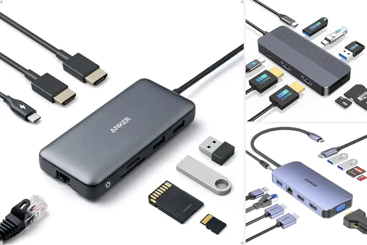 Detailed view of Best 8 in 1 USB C Hub With Dual HDMI And SD Card Reader