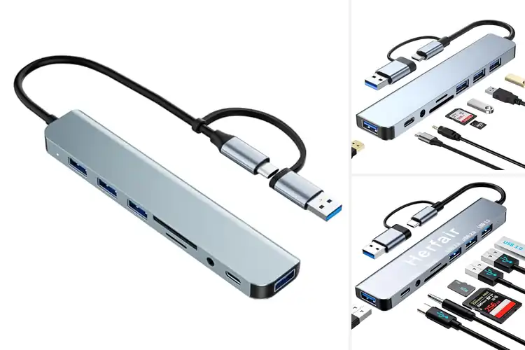 Detailed view of Best 8 In 1 USB C Hub With SD MicroSD Card Readers
